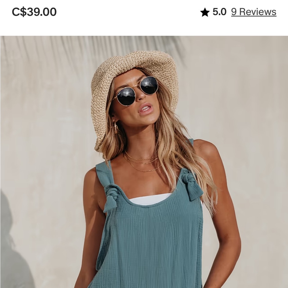 Cupshe Teal Tie-Strap Sleeveless Jumpsuit